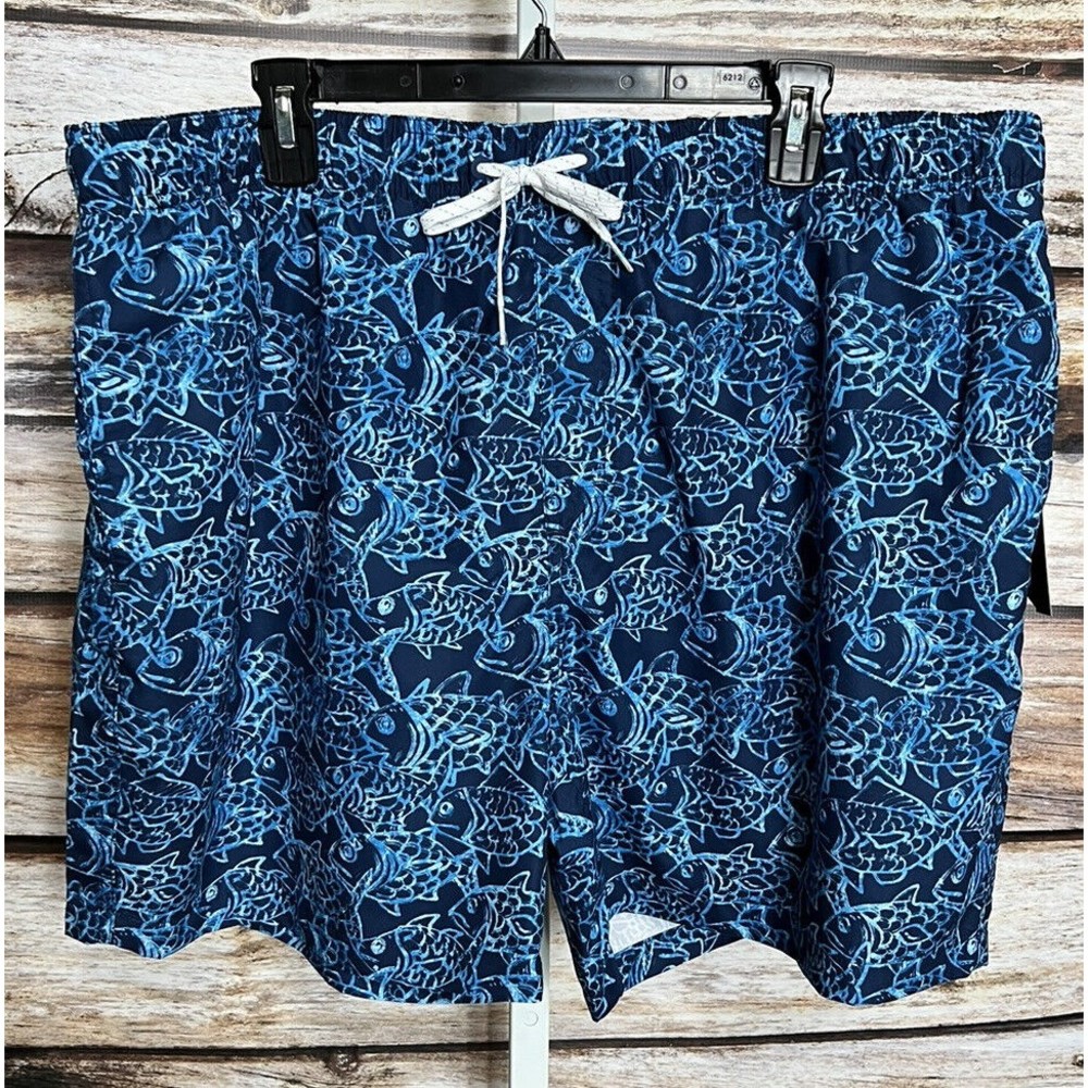 Ocean And Coast Mens Swim Trunks Blue Fish Size 2XL  Shorts New XXL